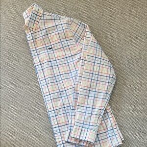 Boy’s Plaid Button-Down Shirt in White with Multicolor Grid